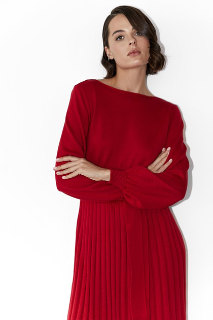Сукня (червона трикотажна сукня міді з плісованим низом) Gepur 45842 4XL-6XL Червона - зображення 4