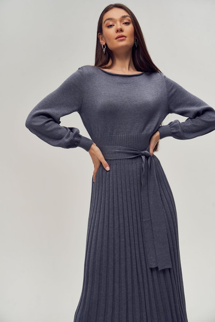 Сукня (темно-сіра сукня міді з плісованим низом) Gepur 43469 4XL-6XL Сіра - зображення 1