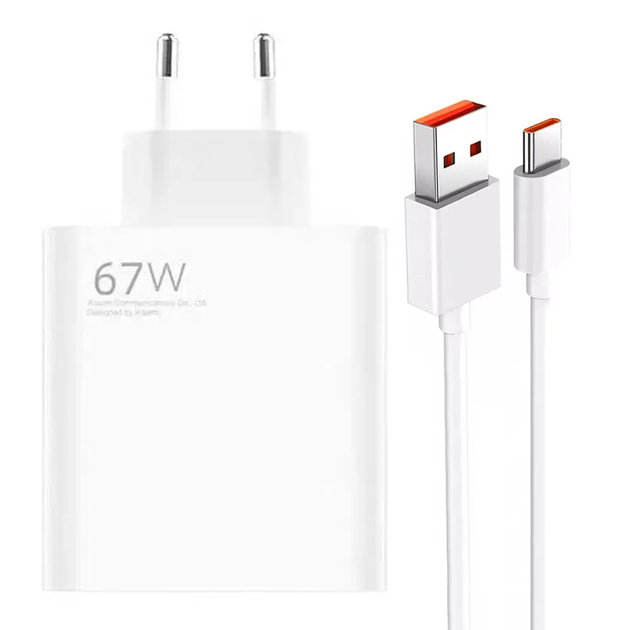 Зарядное устройство+кабель Mi Turbo Charge 67W USB Power Adapter для Xiaomi (017091) (white) - Фото 1 Зарядное устройство+кабель Mi Turbo Charge 67W USB Power Adapter для Xiaomi (017091) (white) - изображение 1