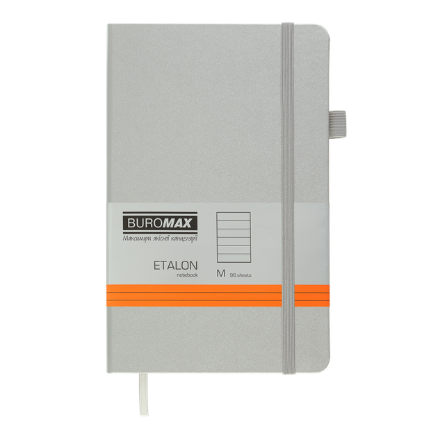Книга записна Buromax Etalon 125*195мм 96 аркушів у лінію обкладинка штучна шкіра Срібна (BM.291260-24) - Фото 1 Книга записна Buromax Etalon 125*195мм 96 аркушів у лінію обкладинка штучна шкіра Срібна (BM.291260-24) - изображение 1