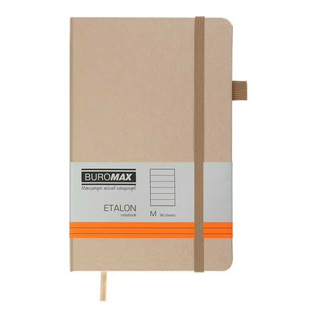 Книга записна Buromax Etalon 125*195мм 96 аркушів у лінію обкладинка штучна шкіра Золота (BM.291260-23) - Фото 1 Книга записна Buromax Etalon 125*195мм 96 аркушів у лінію обкладинка штучна шкіра Золота (BM.291260-23) - изображение 1