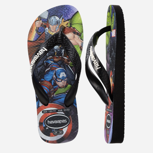 Japonki chłopięce Havaianas 4148300.0090 31-32 (29-30BR) Czarne (7909989475119) - obraz 4