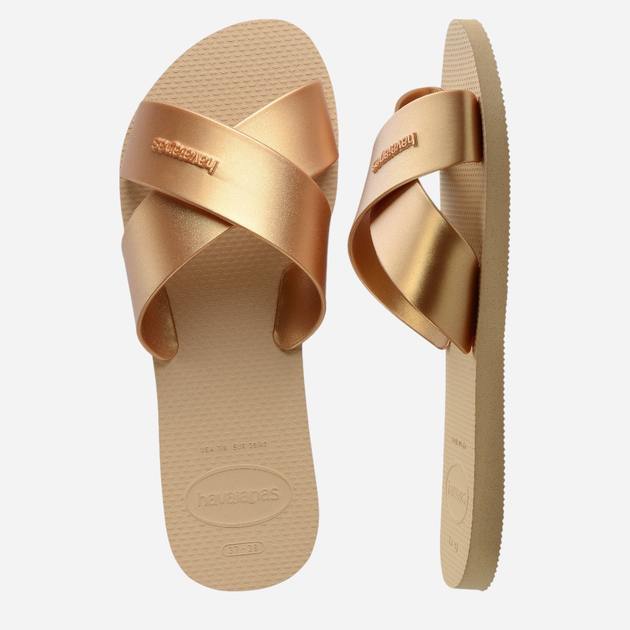 Klapki damskie eleganckie Havaianas 4148866.0570 41-42 (39-40BR) Złote (7909989527979) - obraz 6