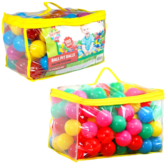 Zestaw piłek Summertime Ballpit Balls w torbie 100 szt 2013022 (8712051134628) - obraz 3