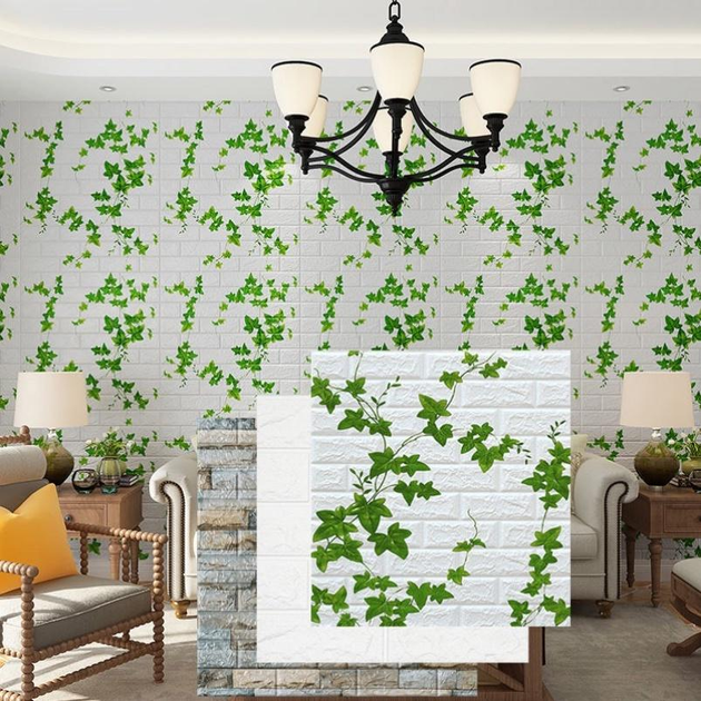 3D панель самоклеящаяся StickerWall декоративная 770х700х3 мм белая с плющем - изображение 5