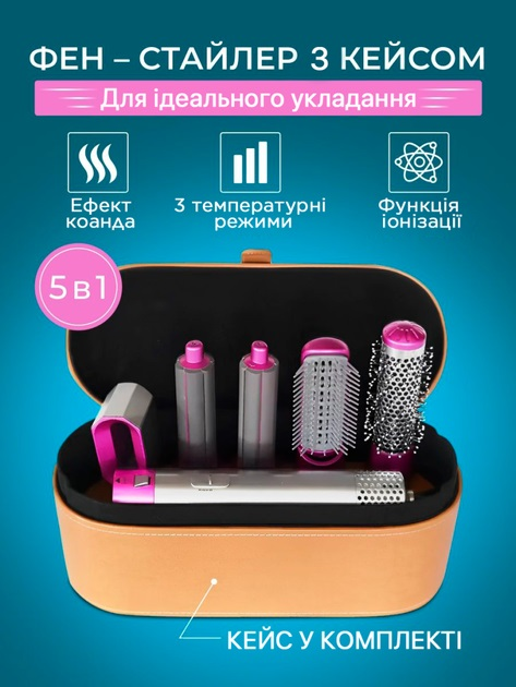 Стайлер Фен-Щётка Hot Air Styler 5 В 1 Браш Расческа В Кейсе - изображение 2