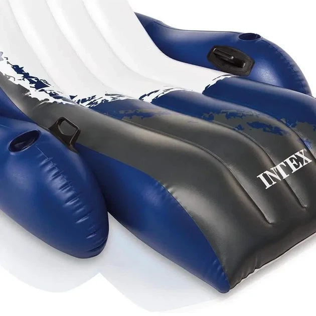 Надувное кресло-шезлонг с подлокотником для пляжа 180 x 135 х 60 см Intex 58868 Синий - изображение 3