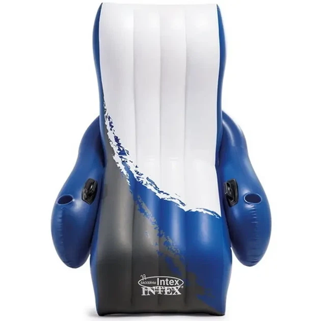 Надувное кресло-шезлонг с подлокотником для пляжа 180 x 135 х 60 см Intex 58868 Синий - изображение 4