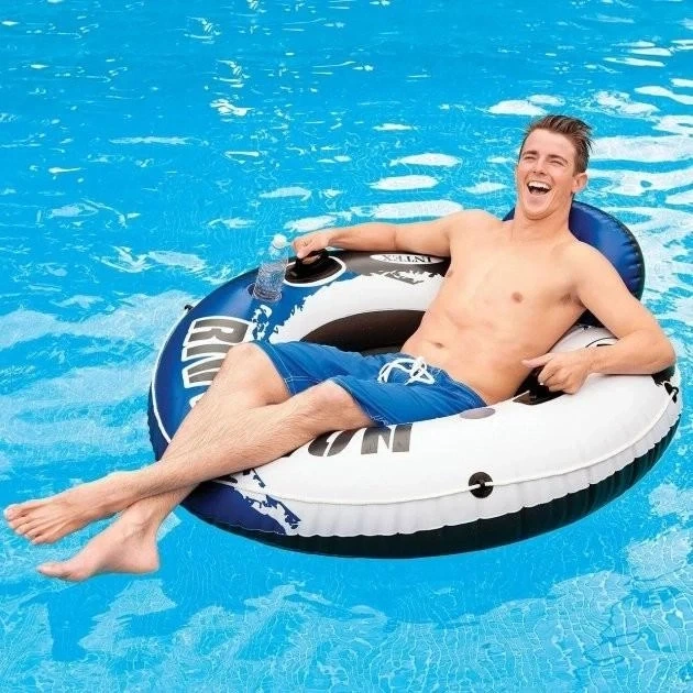 Надувной круг со спинкой 2 ручками и 2 подстаканниками Intex 58825 135 см Синий - Фото 2 Надувной круг со спинкой 2 ручками и 2 подстаканниками Intex 58825 135 см Синий - изображение 2
