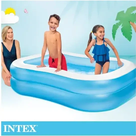 Надувной семейный бассейн прямоугольный Intex 57180 203х152х48 см на 540 л Голубой - изображение 6