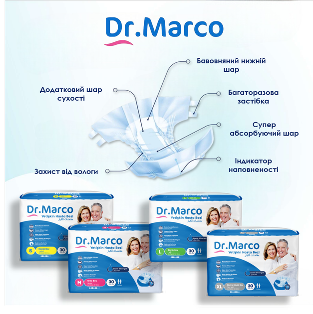 Подгузники для дорослых Dr.Marco, размер XL, 30 шт/уп - изображение 3