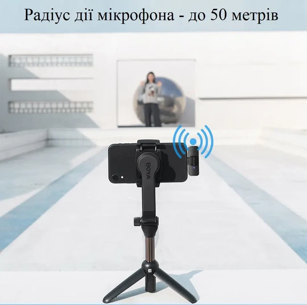 Профессиональный беспроводной петличный микрофон Boya BY-V20 Android + iPhone 15 Type-C (399534231) - изображение 5