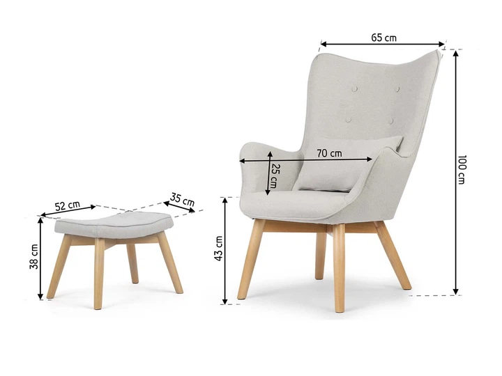 Fotel uszak Sofotel Norse 2041 z podnóżkiem Jasnoszary (5902854518951) - obraz 4