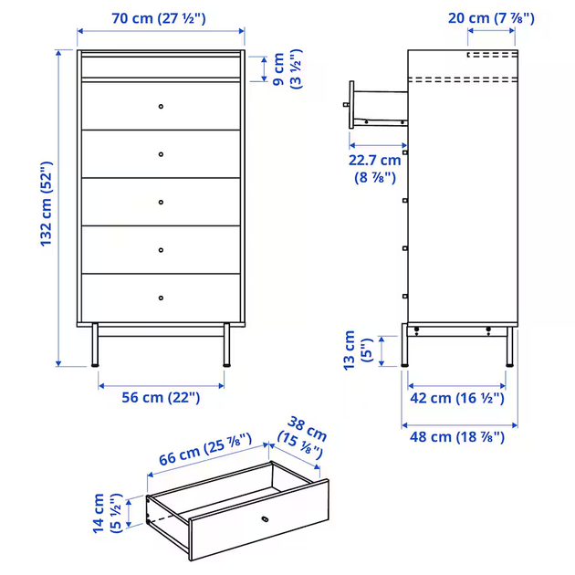 Комод на 5 ящиков RADMANSO IKEA 405.936.03 - изображение 5