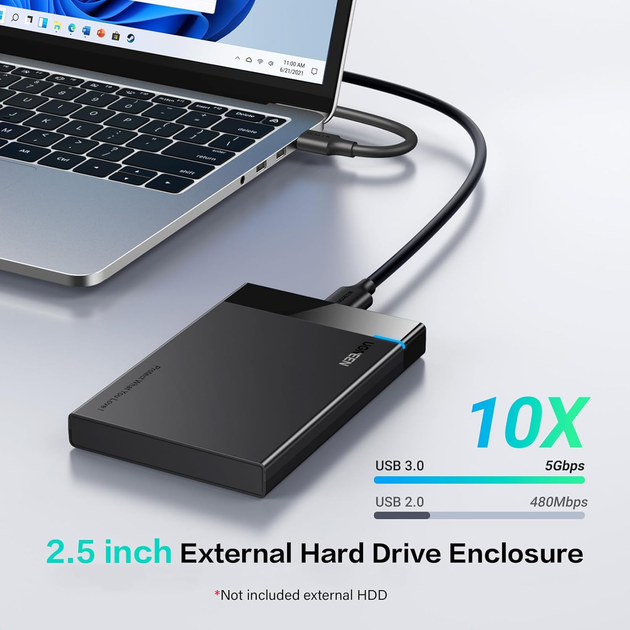 Зовнішня кишеня Ugreen USB 3.0 SATA III Hard Drive Enclosure Black (6957303838486) - зображення 3