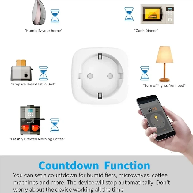 Розумна WiFi розетка 16А Tuya Smart 3000Вт, Біла - Фото 8 Розумна WiFi розетка 16А Tuya Smart 3000Вт, Біла - зображення 8