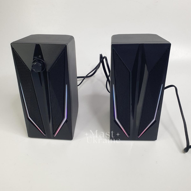 Настольные колонки компьютерные c RGB подсветкой MUSIC DJ, акустическая система 2.0 для ПК Черные M-110A - изображение 3