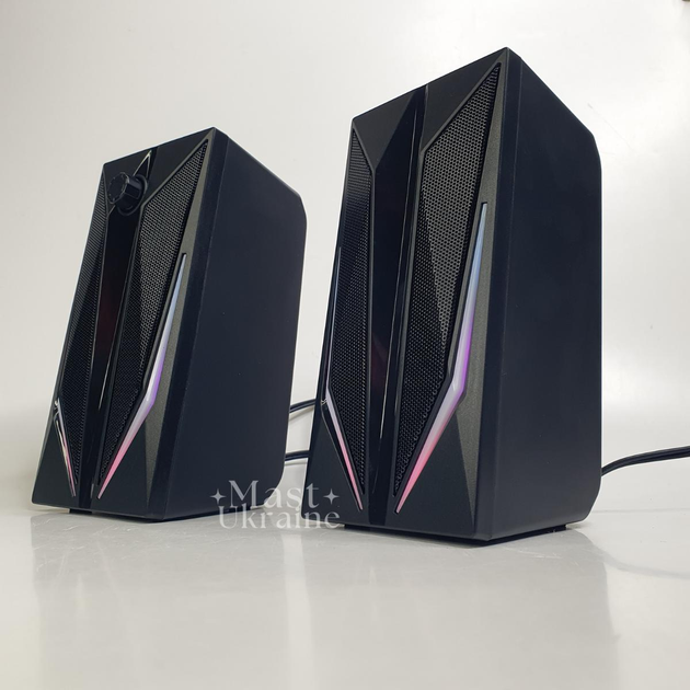 Настольные колонки компьютерные c RGB подсветкой MUSIC DJ, акустическая система 2.0 для ПК Черные M-110A - изображение 6