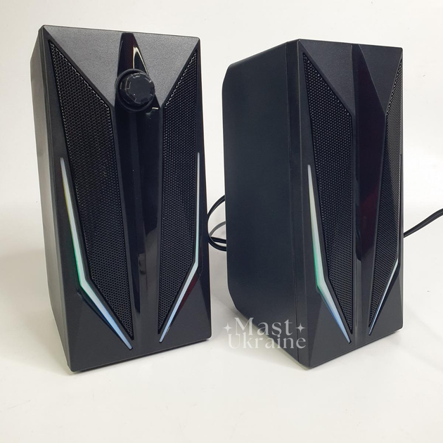 Настольные колонки компьютерные c RGB подсветкой MUSIC DJ, акустическая система 2.0 для ПК Черные M-110A - изображение 7