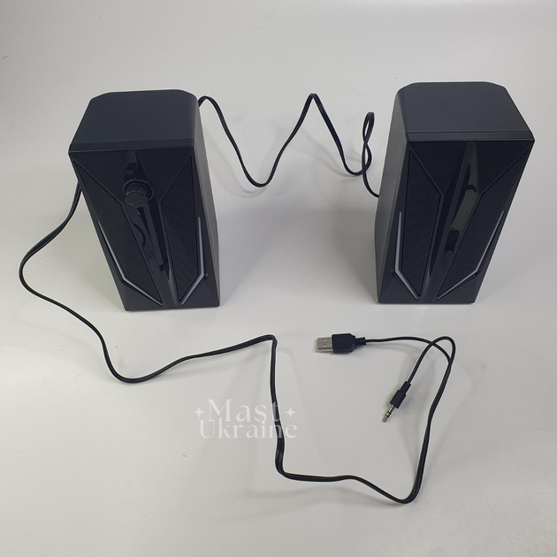 Настольные колонки компьютерные c RGB подсветкой MUSIC DJ, акустическая система 2.0 для ПК Черные M-110A - изображение 8