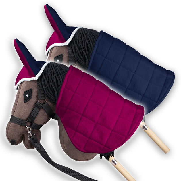 Akcesoria dla konia Hobby Horse Skippi Derka dwustronna i nauszniki Fuksja i granat (5906361450254) - obraz 3