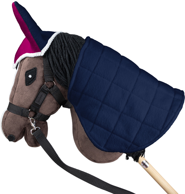 Akcesoria dla konia Hobby Horse Skippi Derka dwustronna i nauszniki Fuksja i granat (5906361450254) - obraz 5