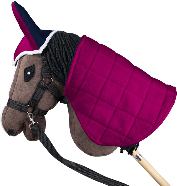Akcesoria dla konia Hobby Horse Skippi Derka dwustronna i nauszniki Fuksja i granat (5906361450254) - obraz 6