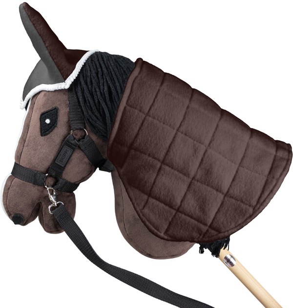 Akcesoria dla konia Hobby Horse Skippi Derka dwustronna i nauszniki Brązowo-szary (5906361450285) - obraz 5