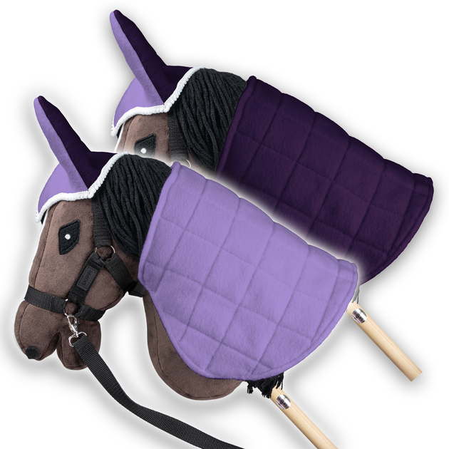 Аксесуари для коней Hobby Horse Skippi Двостороння попона та навушники Фіолетовий та бузковий (5906361450261) - зображення 3