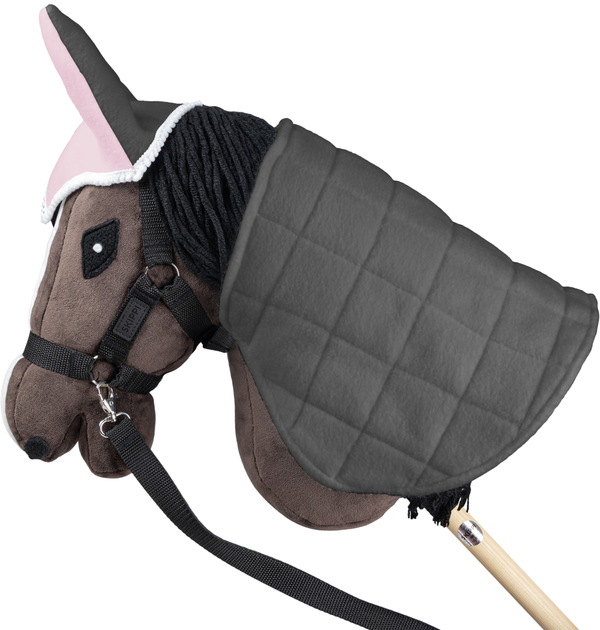 Akcesoria dla konia Hobby Horse Skippi Derka dwustronna i nauszniki Różowa i szara (5906361451213) - obraz 6