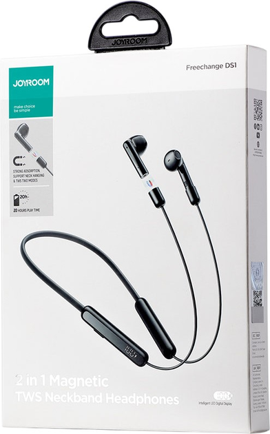 Słuchawki JOYROOM NeckBand JR-DS1 Black (6956116799687) - obraz 8