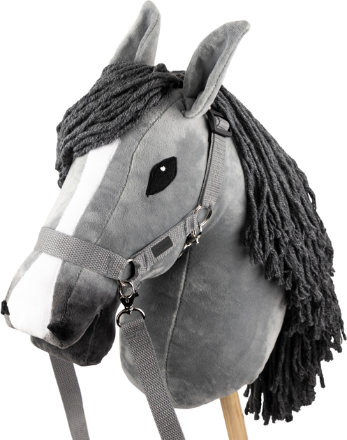 Akcesoria dla konia Hobby Horse Skippi Kantar, wodze, 2 wymienne futerka Szary (5906361451053) - obraz 3