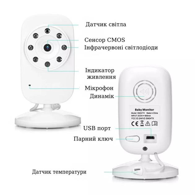 Беспроводная видеоняня Baby Monitor SM-35 с большим 3.5 дюймовым монитором для родителей - изображение 4