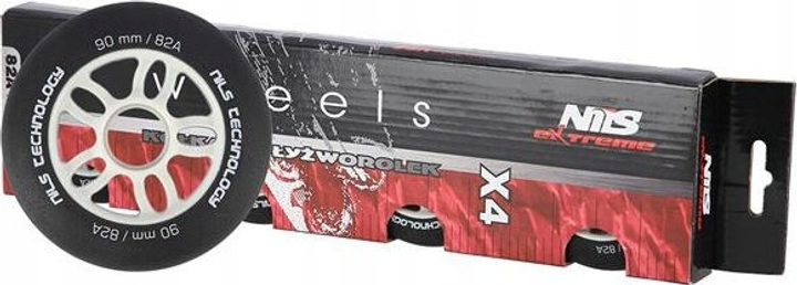 Колеса для роликів Nils Extreme PU 90 x 24 мм 82A 4 шт Чорні (5907695543568) - зображення 4