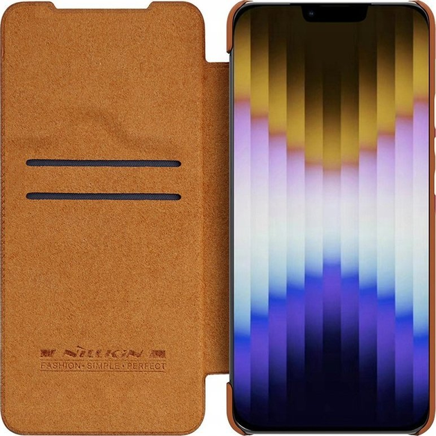 Etui z klapką Nillkin Qin Leather Pro Case do Apple iPhone 14 Brown (6902048248908) - obraz 5