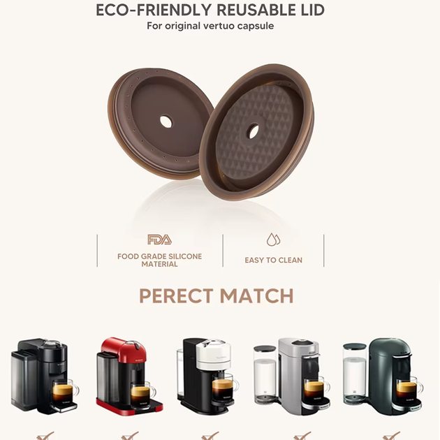 Многоразовая крышка на оригинальную капсулу для кофеварки Nespresso Vertuo Next, Vertuoline от ICafilas - изображение 4