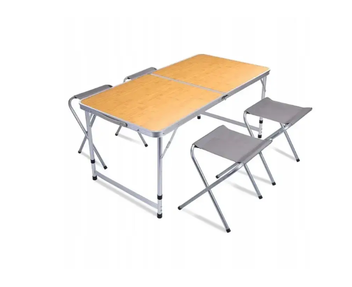 Стол раскладной для пикника и рыбалки Folding Table с 4 стульями Светлое дерево - изображение 2
