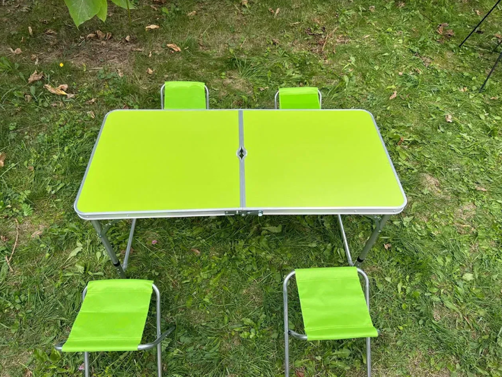 Стол раскладной для пикника и рыбалки Folding Table с 4 стульями Зеленый - изображение 4