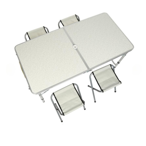 Стол раскладной для пикника и рыбалки Folding Table с 4 стульями Белый Мрамор - изображение 3