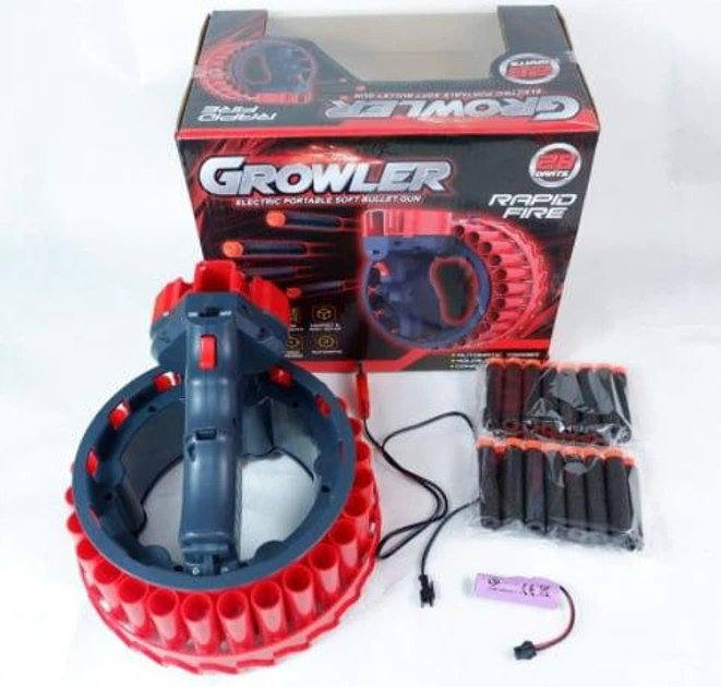 Игрушечное оружие автоматический бластер Growler на 28 зарядов - Фото 3 Игрушечное оружие автоматический бластер Growler на 28 зарядов - изображение 3