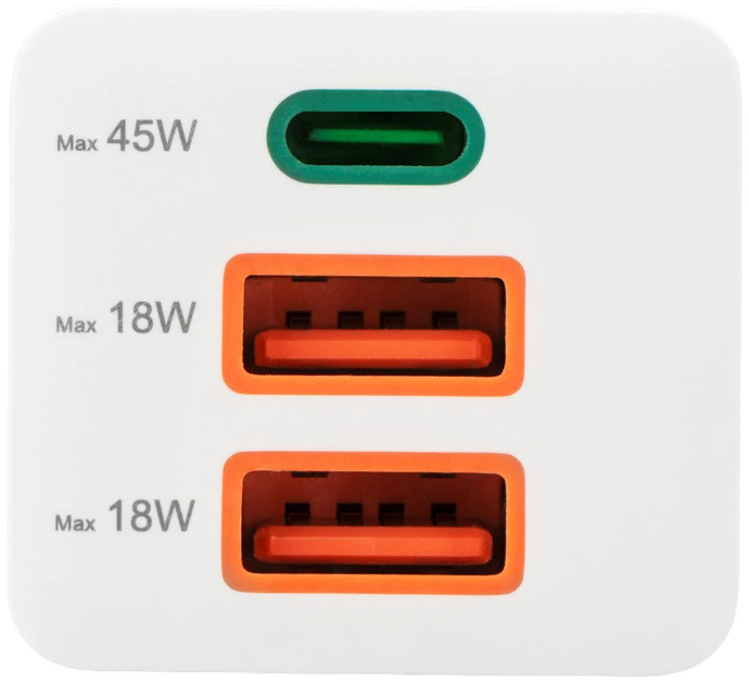 Зарядний пристрій Hama Mini GaN PD/QC 1 x USB-C, 2 x USB-A 45W White (4047443516558) - зображення 3