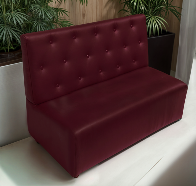 Диван для кафе Tobi Sho Бостон с высокой спинкой и пуговицами 1200x630x850, кожзам Марсала 2223 - изображение 2