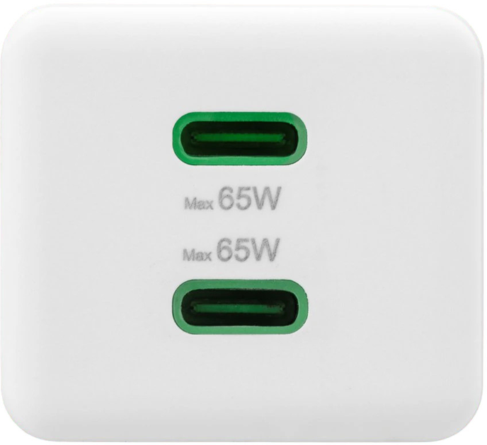 Ładowarka Hama Mini GaN PD/QC 2 x USB-C 65W White (4047443516541) - obraz 3