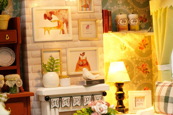 3D Румбокс конструктор кукольный дом Гостиная с верандой и камином DIY Cute Room 8008-D - Фото 4 3D Румбокс конструктор кукольный дом Гостиная с верандой и камином DIY Cute Room 8008-D - изображение 4