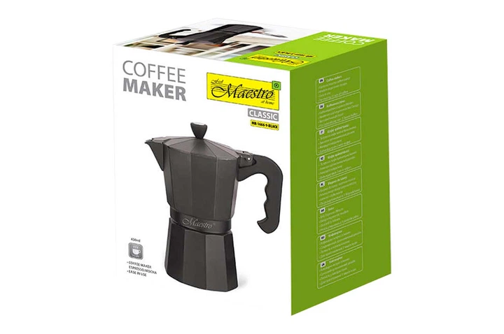 Кофеварка гейзерная алюминиевая Maestro 450мл черная (MR-1666-9-BLACK) - изображение 3