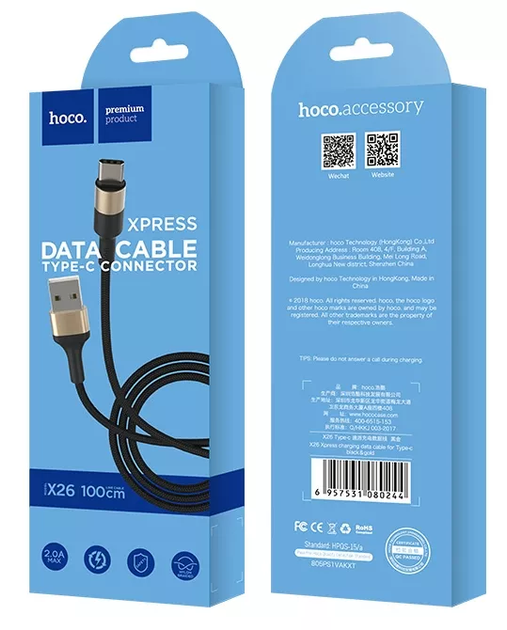 Кабель HOCO Xpress Data Cable X26 microUSB 1m Черный - изображение 3