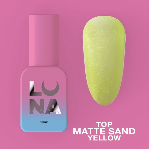 Матовий топ для гель-лаку LUNA Top Matte Sand Yellow 13ml - зображення 2