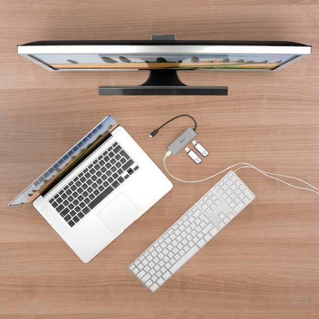 Hub USB Hama USB-C 3 x USB-A + USB-C Grey (4047443436771) - obraz 3