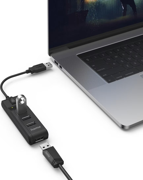 USB-хаб Hama USB-A 4 x USB-A Black (4047443436894) - зображення 3