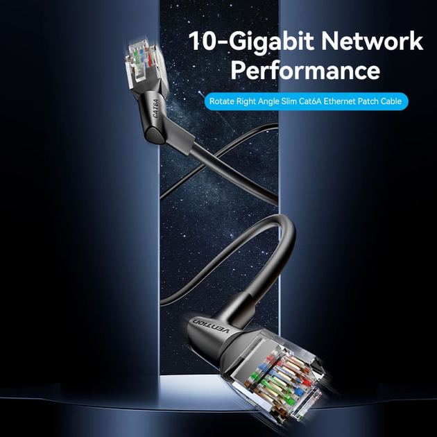 Патч-корд Vention CAT6 UTP Ethernet, 2 м Black, rj-45 - rj-45, 8 жил, 360 °, обертовий (IBSBH) - Фото 2 Патч-корд Vention CAT6 UTP Ethernet, 2 м Black, rj-45 - rj-45, 8 жил, 360 °, обертовий (IBSBH) - зображення 2